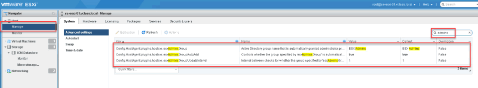 VMware: Advanced configuration on ESXi host