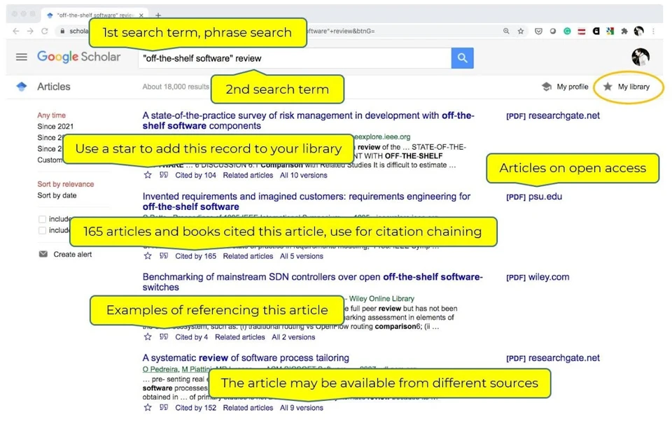 google scholar results page